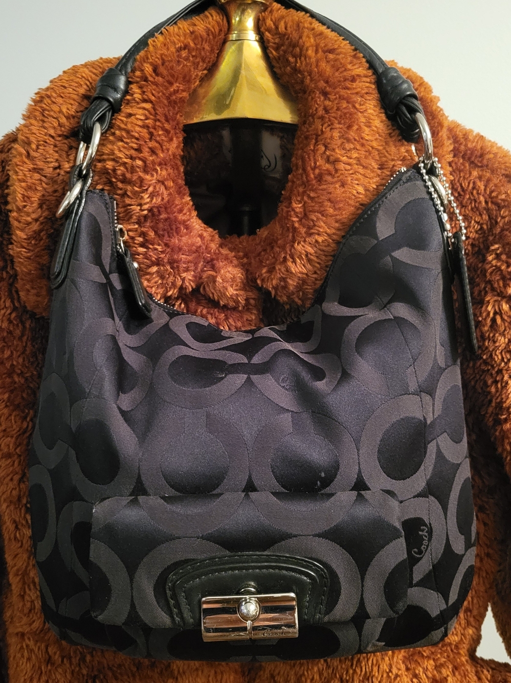 Coach Black Signature Jacquard Shoulder Bag